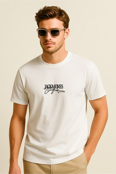 Jack & Jones Ανδρικό μπλουζάκι J&J με τυπωμένο λογότυπο Λευκό Μπράντυ
