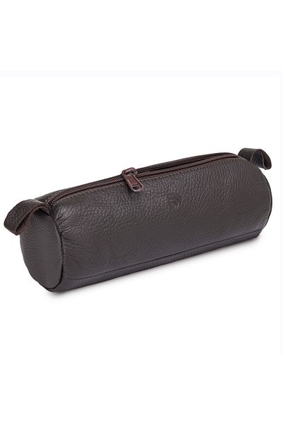 delis Unisex pencil case, Zarek PT1362, genuine leather, Dark brown
