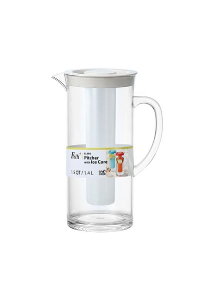 Felli Claro Elegant Design BPA-Free Pitcher with Ice Core Clear and White