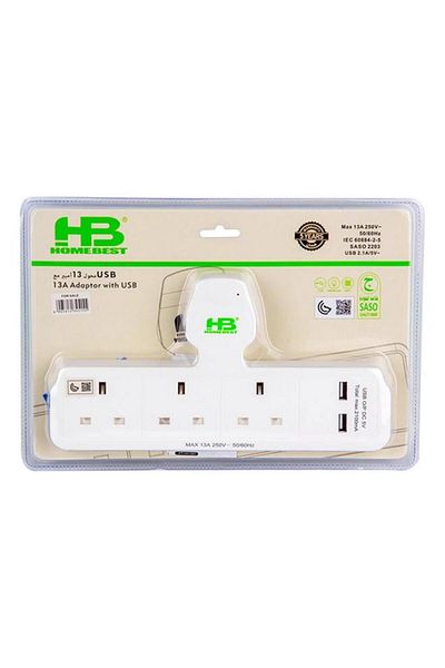 Generic HOMEBEST 13A 5V Adaptor with USB White AU213USB/W