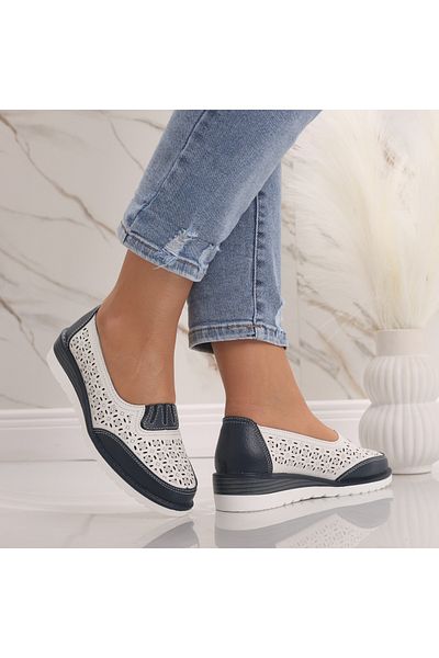MODA STİL Women's casual shoes White made of natural leather Zenova, 36