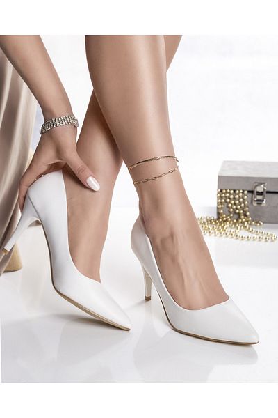 MODA STİL Women's white shoes, organic leather, solina, 40