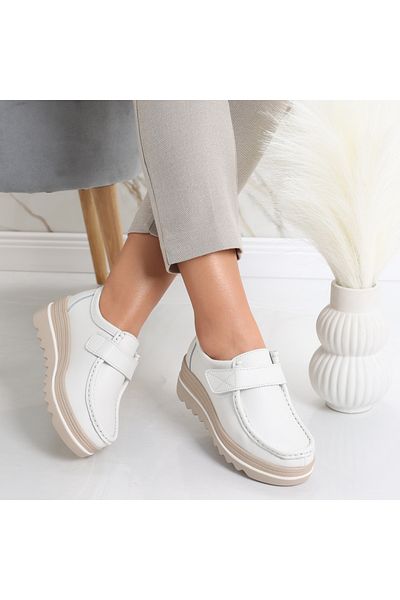 MODA STİL Women's White Platform Shoes Made of Genuine Leather Anera, 39