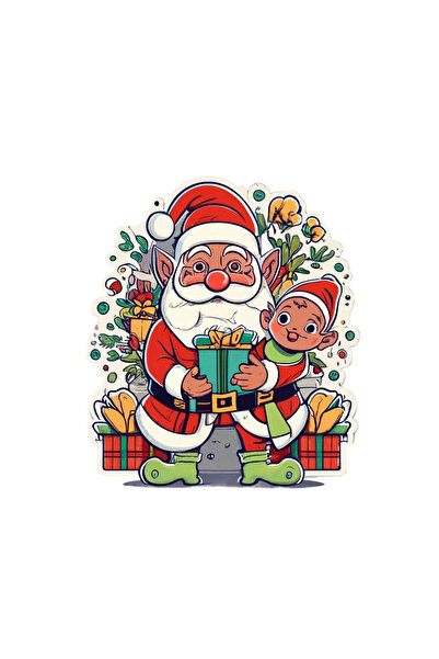 INOVATIX Set de 8 piese, autocolant Moș Crăciun cu copil în brațe, INOVATIX®....