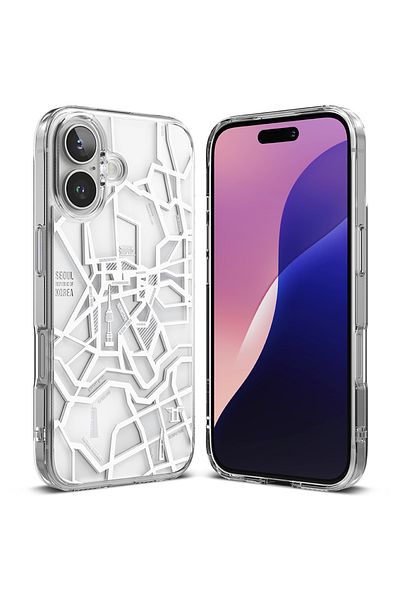Ringke Case for iPhone 16 Plus - Ringke Fusion Design - Seoul Map White