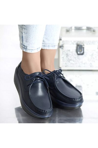 MODA STİL Lyllay navy platform shoes, natural leather, 40