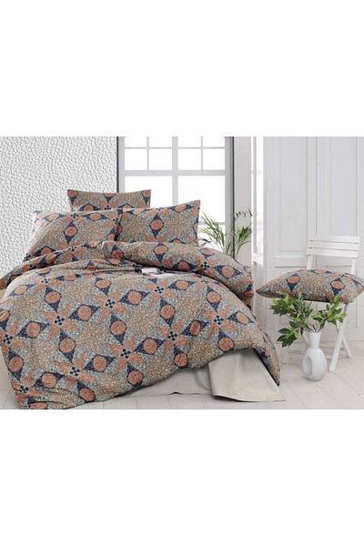 DemoHome Double bed linen set made of satin cotton with pattern - fitted sheet, flat sheet, 2 pillowcases