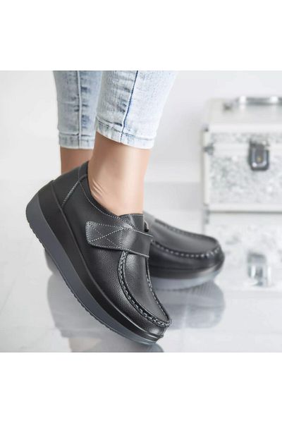 MODA STİL Riley platform shoes black genuine leather, 39