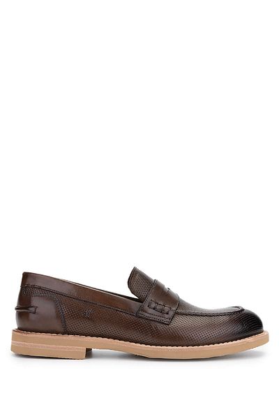 Tamer Tanca Men's Genuine Leather Walnut Loafer Shoes