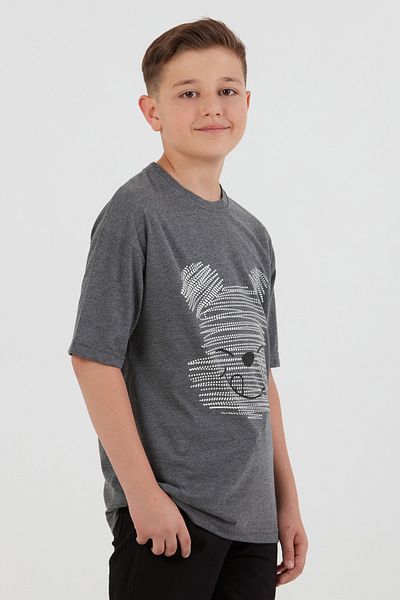 Fulla Moda Teddy Bear Printed Crew Neck Boys T-Shirt