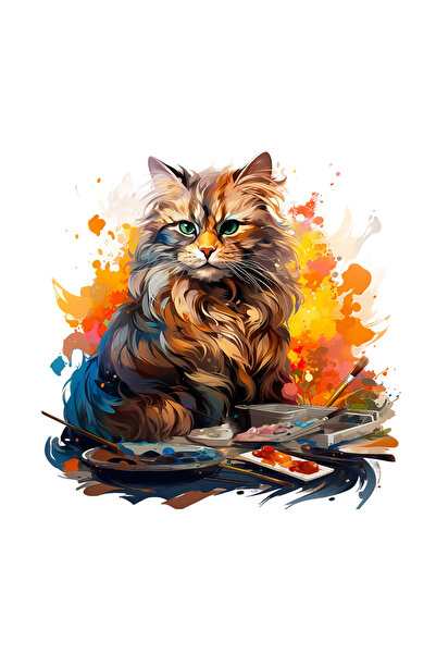 INOVATIX Σετ 8 τεμαχίων, Αυτοκόλλητο Το γατάκι ζωγράφος, INOVATIX®. 6 εκ.