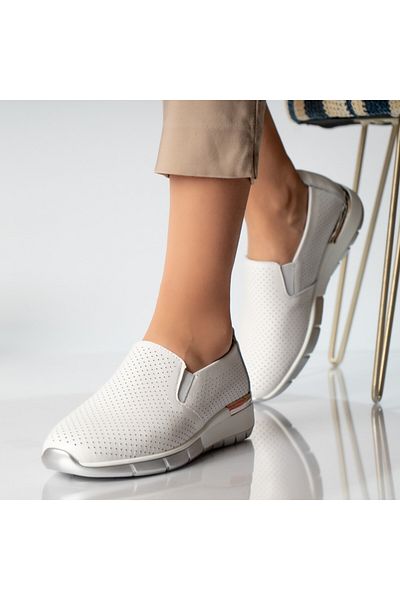 MODA STİL Women's casual white shoes, natural leather, ninita, 41