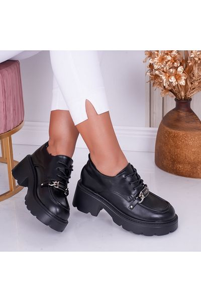 MODA STİL Women's Casual Shoes Black Ecological Leather Loris, 38