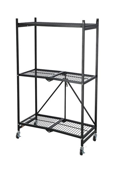 HONEYBEE 3-Tier Durable Foldable Wheeled Storage Shelf