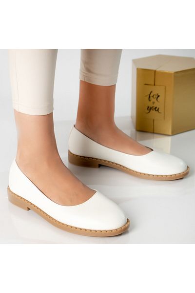 MODA STİL Women's white ballerinas, red eco-leather, 36