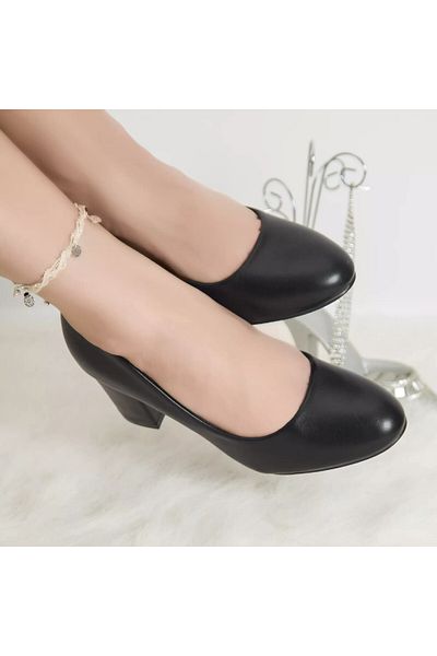 MODA STİL Emily black eco-leather high-heeled shoes, 37