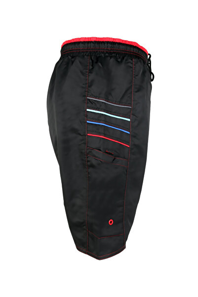 LUGMO Ανδρικό μαγιό με 2 τσέπες με φερμουάρ, βαμβακερή επένδυση που απορροφά το νερό, μαύρο K-195