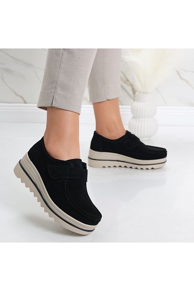 MODA STİL Women's Black Suede Platform Shoes Anera, 38