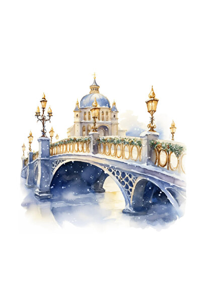 INOVATIX Set de 8 piese, autocolant Podul către biserică, INOVATIX®. 6 cm