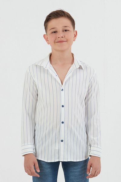 Fulla Moda Cămașă pentru băiat cu camisole cu nasturi în dungi
