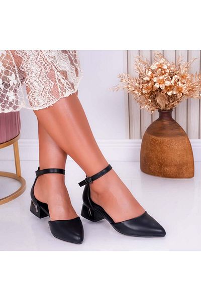 MODA STİL Women's Black Heeled Shoes Made of Eco-Leather Amira, 36