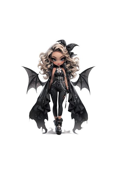 INOVATIX Set de 8 piese, autocolant păpușă demon Edith, INOVATIX®. 6 cm