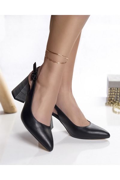 MODA STİL Women's black shoes, ecological leather, Roslin, 39