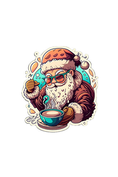 INOVATIX Σετ 8 τεμαχίων, Αυτοκόλλητο Άγιος Βασίλης κρύος καφές, INOVATIX®. 6 εκ.