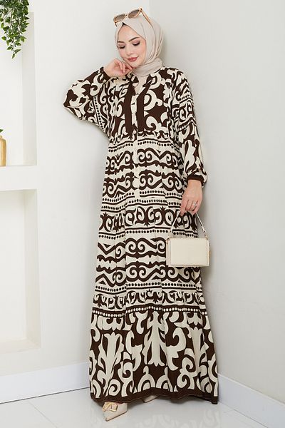 InStyle Αυθεντικό φόρεμα Bohemian Viscose Bitter Brown