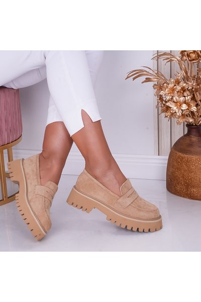 MODA STİL Women's casual shoes Camel made of ecological suede Any, 36
