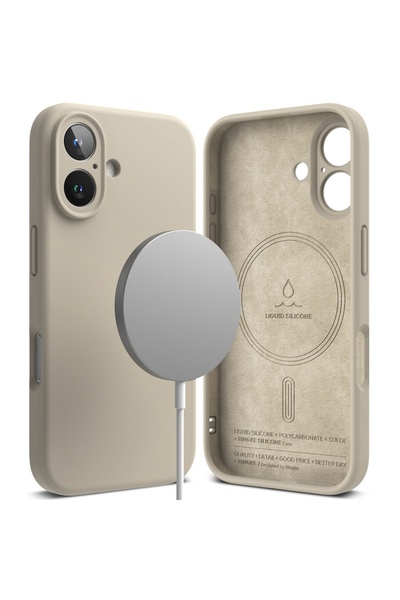 Ringke Carcasă pentru iPhone 16 - Ringke Silicon Magnetic MagSafe - Piatră
