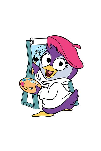 INOVATIX Set of 8 pieces, Muppet Sticker The purple penguin paints, INOVATIX®. 6 cm