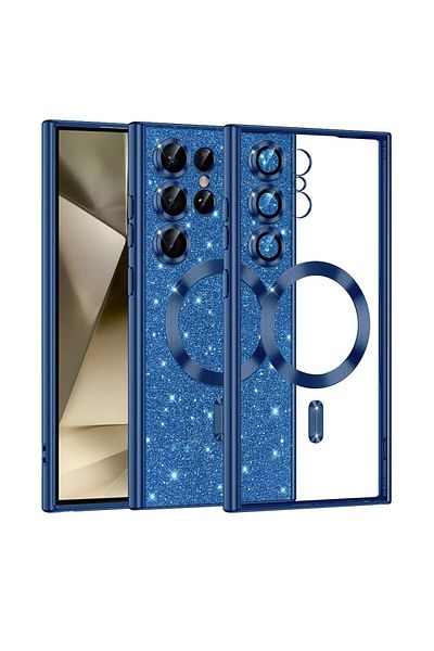Techsuit Carcasă pentru Samsung Galaxy S24 Ultra - Techsuit Luxury Glitter MagSafe - Albastru intens