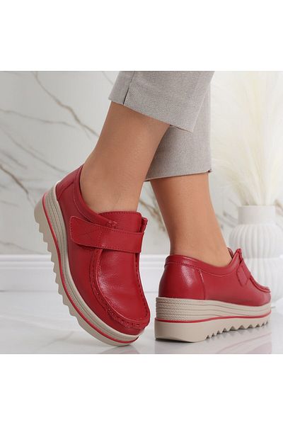 MODA STİL Women's Red Platform Shoes Made of Genuine Leather Anera, 36