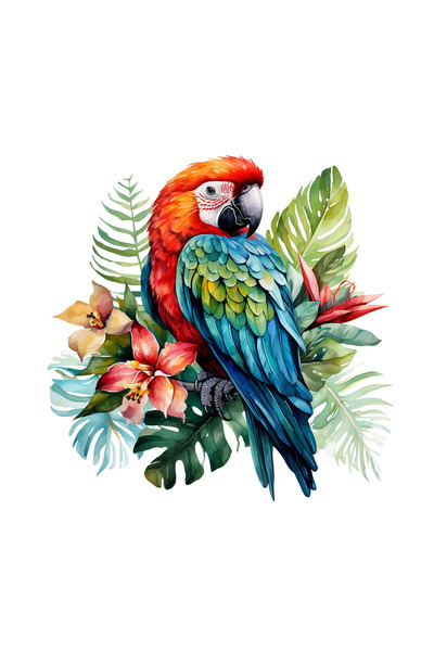 INOVATIX Set de 8 bucăți, autocolant cu papagali colorati și flori exotice, I...