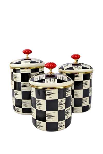 777Home Nishev 3’lü Büyük Boy Lüks Emaye Dama Dekor Baharat Ve Kavanoz Takımı Seti 13-15-17 cm