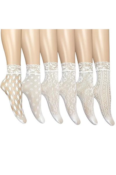 delis Set of 6 pairs of women's socks, SS0207, White, universal size
