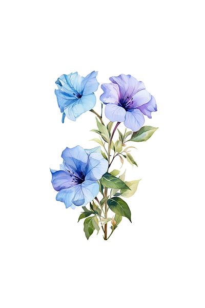 INOVATIX Set of 8 pieces, Sticker Petunias purple blue, INOVATIX®. 6 cm
