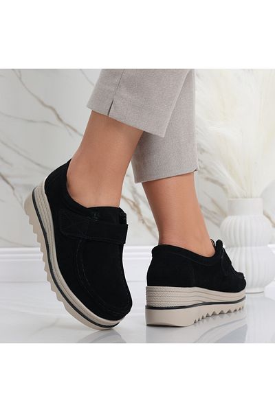 MODA STİL Women's Black Suede Platform Shoes Anera, 38