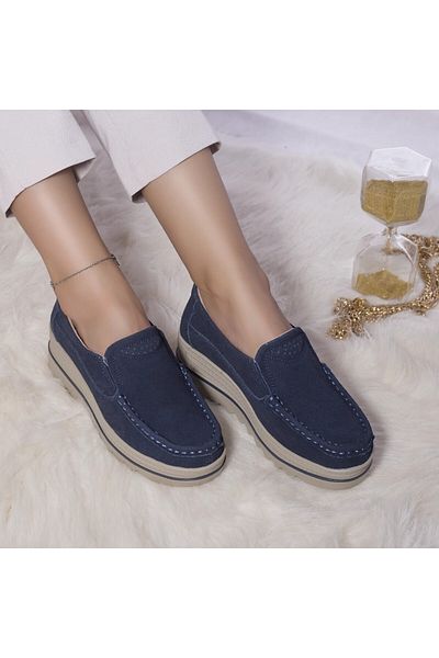 MODA STİL Khadye platform shoes, blue suede, 40