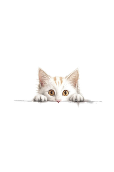 INOVATIX Set de 8 bucăți, autocolant pisică albă, INOVATIX®. 6 cm