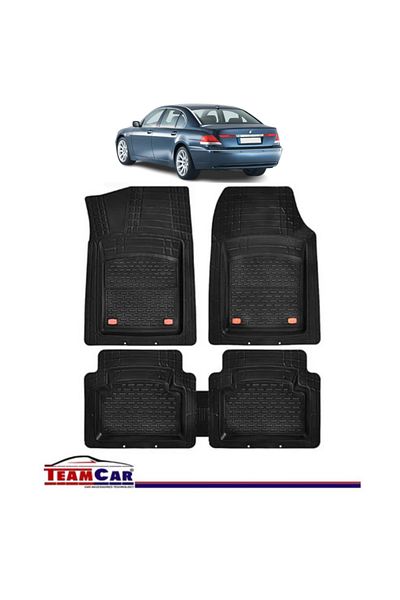 TEAMCAR Covorașe auto tip tavă compatibile cu BMW Seria 7 E65/E66 (2001–2008), negre, material durabil