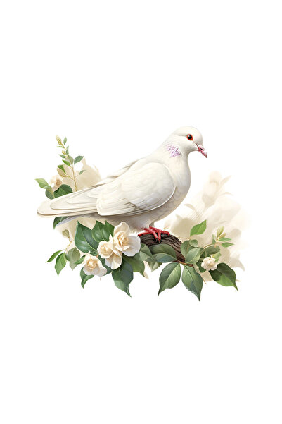 INOVATIX Σετ 8 τεμαχίων, Αυτοκόλλητο Λευκό Περιστέρι και Λευκά Λουλούδια, INO...