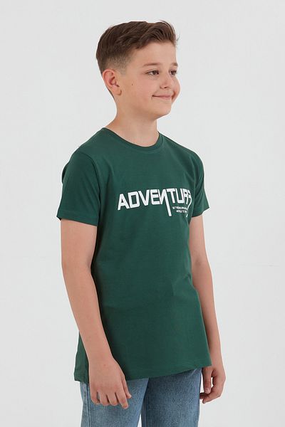Fulla Moda Αγορικό μπλουζάκι με στάμπα Adventure Text από 100% βαμβάκι