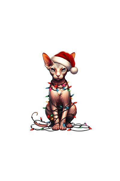INOVATIX Set of 8 pieces, Sticker Christmas Sphynx Cat, INOVATIX®. 6 cm