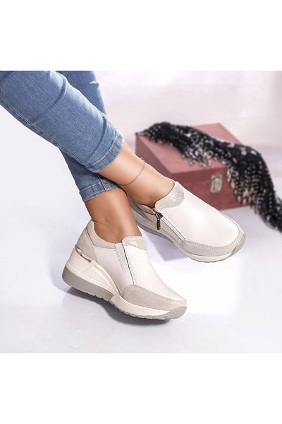 MODA STİL Brook casual shoes, natural leather, white, 40