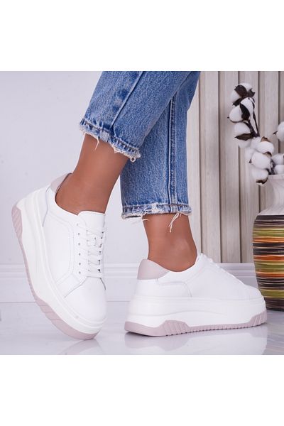 MODA STİL Women's casual shoes White-Purple made of natural leather Dya, 38