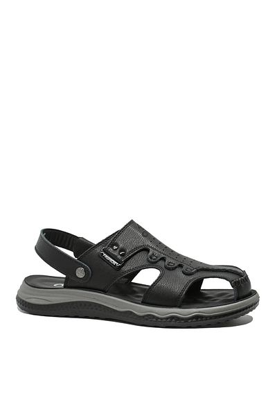 OTTER Sandale bărbătești Otter Black cu baretă retractabilă, piele