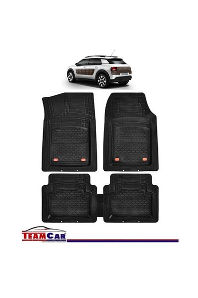 TEAMCAR ® Car Mats Tray Type Compatible Citroen C4 Cactus (2014-2020) Black Durable Material