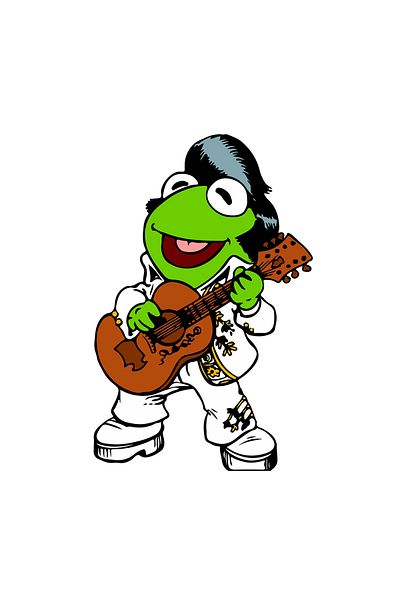 INOVATIX Set de 8 piese, autocolant Muppets Kermit cântând la chitară, INOVATIX®. 6 cm